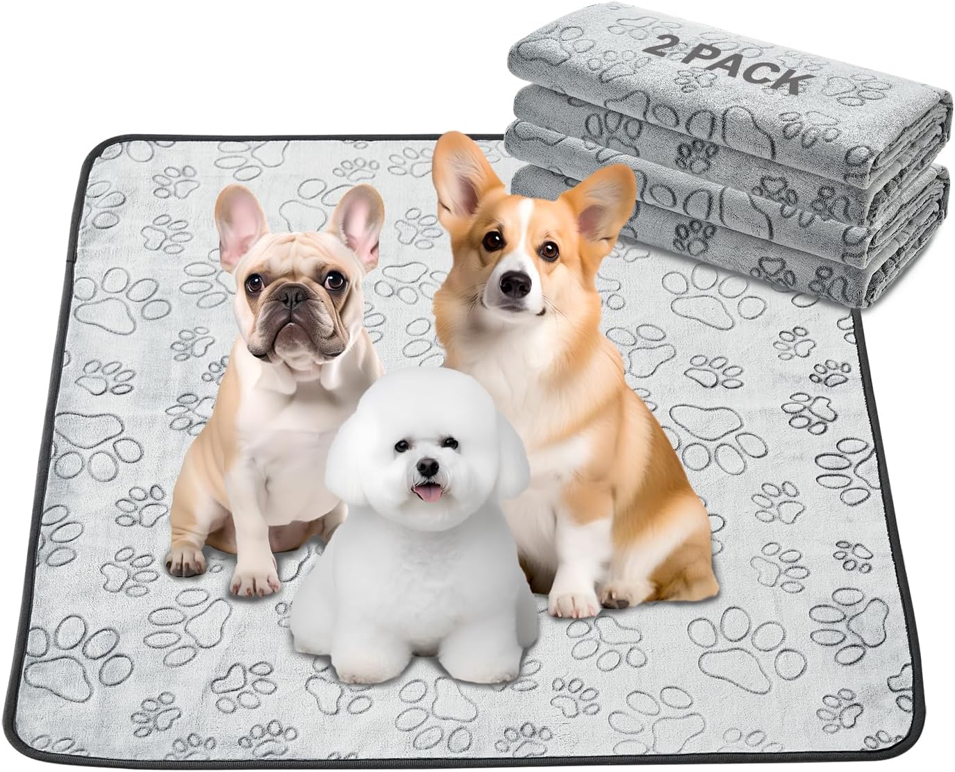 Qeils Reusable Puppy Pads, Washable Pee Pads for Dogs, Waterproof Non Slip Wee Wee pad, Absorbent and Leakproof Training Mats for Potty, Crate, Playpen, Bed, Sofa, 72"x 72"