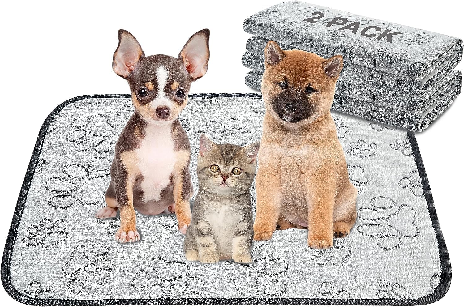 Qeils Reusable Puppy Pads, Washable Pee Pads for Dogs, Waterproof Non Slip Wee Wee pad, Absorbent and Leakproof Training Mats for Potty, Crate, Playpen, Bed, Sofa, 72"x 72"