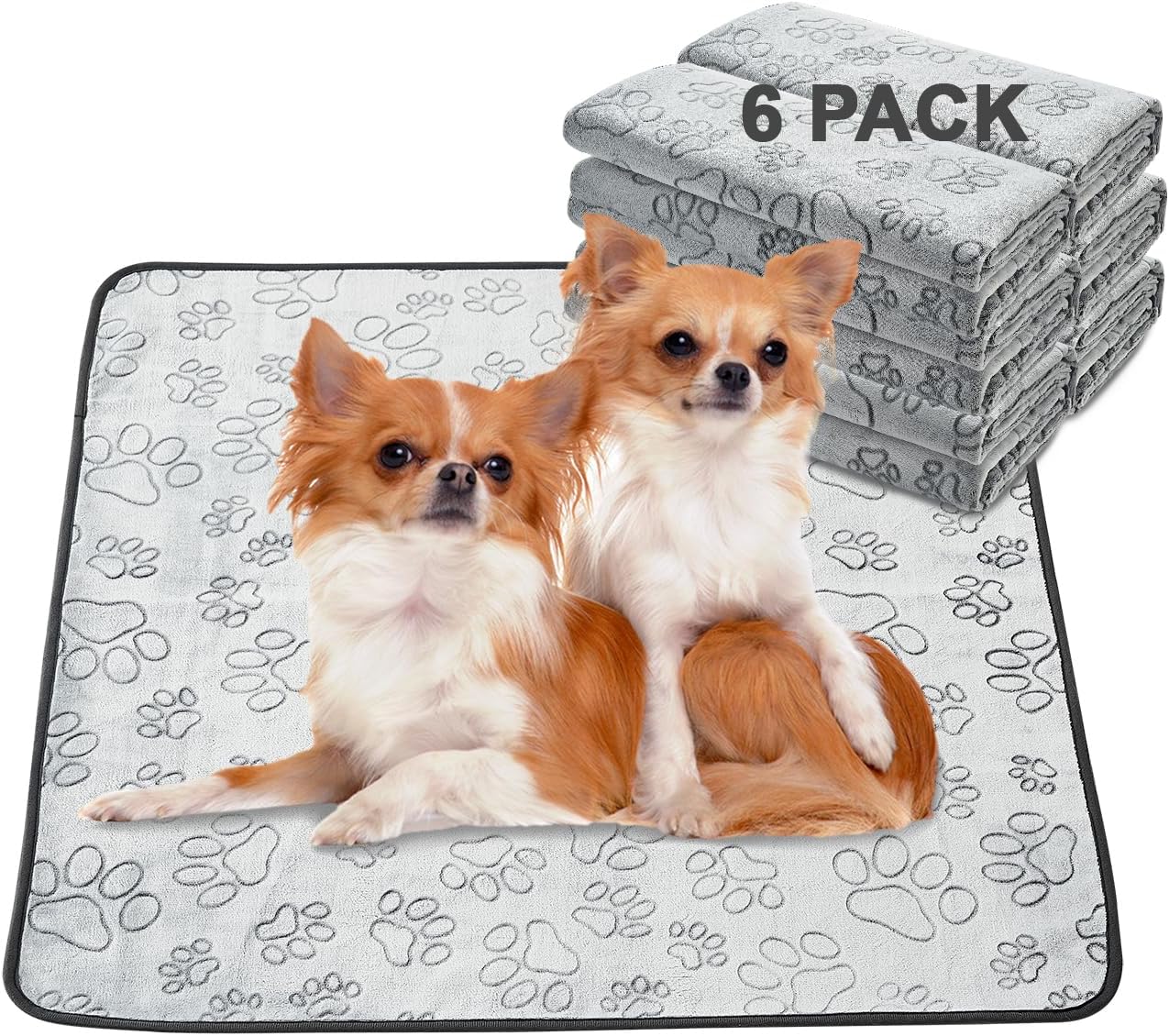 Qeils Reusable Puppy Pads, Washable Pee Pads for Dogs, Waterproof Non Slip Wee Wee pad, Absorbent and Leakproof Training Mats for Potty, Crate, Playpen, Bed, Sofa, 72"x 72"