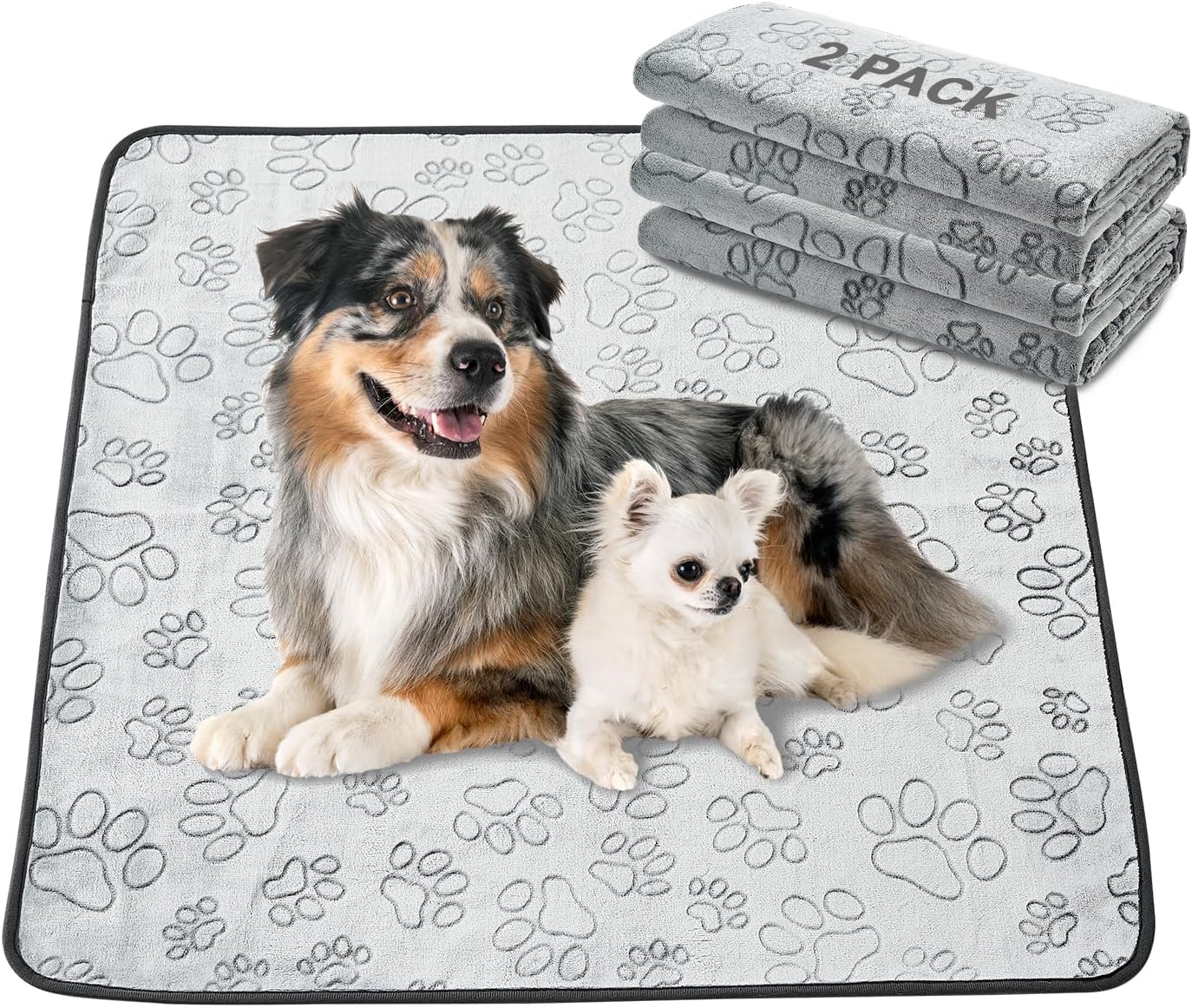 Qeils Reusable Puppy Pads, Washable Pee Pads for Dogs, Waterproof Non Slip Wee Wee pad, Absorbent and Leakproof Training Mats for Potty, Crate, Playpen, Bed, Sofa, 72"x 72"